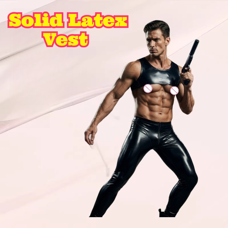 Tank Top Muscle - Solide latex vest strak kort tanktopje