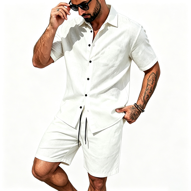 Heren linnen tweedelige outfit - Shirt Camp Collar recensie en prijs